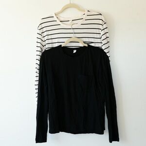 Set of 2 BP long sleeve tops. One black & one white with black stripes